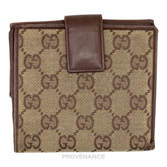 🔴 Gucci Trifold Wallet - GG Canvas Brown - Picture 2 of 11
